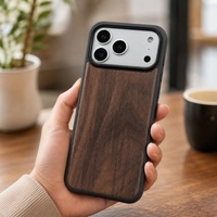 Coque de téléphone en bois de luxe anti-chute C0128 pour iPhone 16 17 Air 15 Pro 14 13 Pro Max 12 11 18