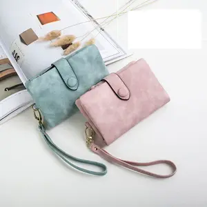 RU Supplier Most Popular Student Cute Wallets Girl Short Sample Pink Wallet Cheap Small Wallet For Women