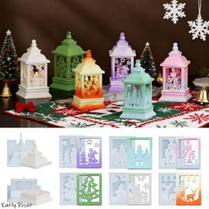 Molde de Silicona para Portavelas con Forma de Castillo Navideño, para Hacer Velas Aromáticas Caseras - Product Image 1