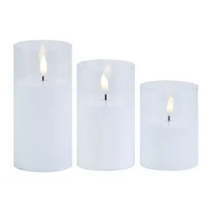 Wholesale set of 3 white flickering flame floating LED candles for home decoration