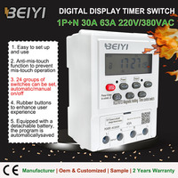 Interruptor Temporizador OEM 220V 380V 30A 63A, Controlador de Tiempo con Interruptor Automático para Riel DIN, Personalizable