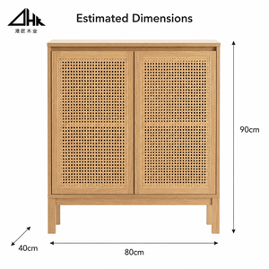 Armoire à deux portes en chêne clair avec pieds en bois pour rangement de salon, livrée en kit - Product Image 3