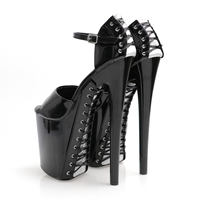 Sandales à talons hauts tendance plateforme noire 20cm lacets design dentelle sexy adaptées pour danseuse exotique danse de pole