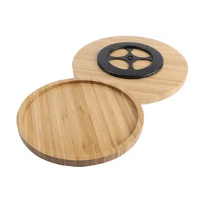 12 Inches Diameter Bamboo Lazy Susan Turntable Spin Round Wood Tray Rotating Spice Rack Kitchen Turntable