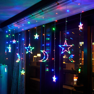 Guirnalda de Luces LED con Forma de Estrella y <span class=keywords><strong>Luna</strong></span>, <span class=keywords><strong>Precio</strong></span> de Fábrica, Decoraciones Navideñas para Exteriores, Cortinas para el Hogar, Año Nuevo - Product Image 1