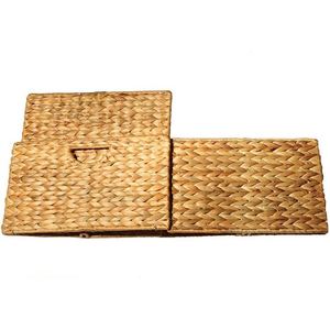 Seagrass Bottle Bamboo Laundry <strong>Basket</strong> With <strong>Shelf</strong> Decorating New Design Set of Three Willow Weaving Tall Rolling Wheels and Lid - Product Image 2