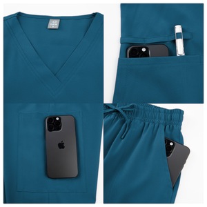 V Neck Elastic <b>Scrub</b> Suit Split Set Unisex Moisture Wicking Hospital Uniforms For Nurses Doctors - Product Image 3