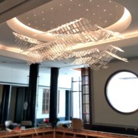 Lustre personnalisable économique pour hall d'hôtel ou villa, lumière blanche neutre, grand verre, avec LED dimmable, garantie 3 ans