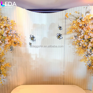 อุปกรณ์ตกแต่งงานปาร์ตี้ LEDA ฉากหลังสีขาวขนาดใหญ่ ลายเส้นแนวตั้งโค้งเว้า สำหรับงานแต่งงาน - Product Image 4