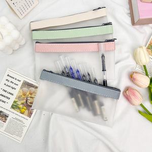 Kawaii smerigliato trasparente impermeabile plastica tpu astuccio portamatite scuola studente cerniera sacchetto di matita forniture di cancelleria - Product Image 3