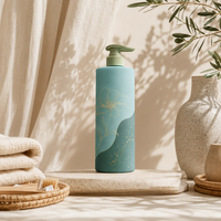 Bouteille en plastique HDPE ovale de 500 ml en gros, OEM, avec impression sérigraphique personnalisée, bouchon à vis et pompe, pour lotion, gel douche, produits pour les mains