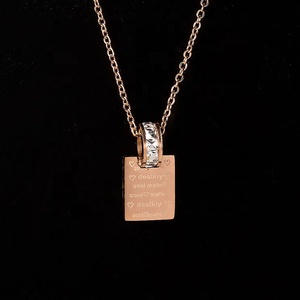 Joyería de acero inoxidable personalizada para niña, collar con colgante de cristal de <span class=keywords><strong>alma</strong></span> Mate de Destiny grabado de oro rosa - Product Image 3