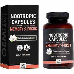 Suplemento cerebral Alpha Gpc, L Theanine & Bacopa Monnieri Focus Concentration Mejora la memoria Nootropics Cápsulas nootrópicas para el cerebro - Product Image 3