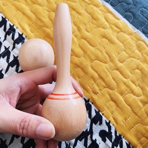 Wholesale Wood Maracas Shaker Hand Rattle Percussion <b>Musical</b> <b>Instrument</b> Educational Toy for Grasp Sight Listen Training Toy - Product Image 3