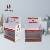 Rak Display Meja Kardus Kecil untuk Iklan, Cetak CMYK dari Bahan Daur Ulang, Baki Display PDQ untuk Obat