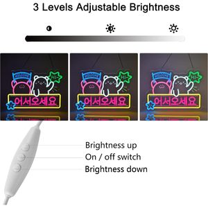 Korean Welcome Neon <b>Sign</b> LED Indoor Hanging Ambient Light Store Window Signage Indicator Light Decorative Light Emitting <b>Sign</b> - Product Image 2