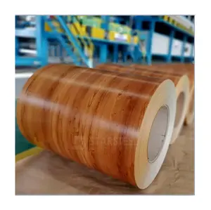 Patrón de madera color recubierto grano de madera impreso ppgi bobina de acero grano de madera hoja de metal texturizada