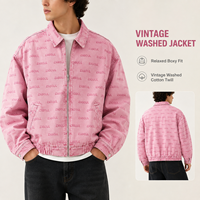 Blousons Bomber Homme Personnalisés Haut de Gamme en Coton Lavé Imprimé Intégral avec Revers en Sergé Denim et Ourlet Élastique – Vêtements Décontractés pour Commandes en Gros