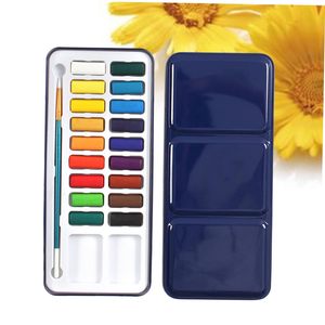 ชุดสีน้ำพรีเมียม 12/24 สี แบบตลับครึ่งแผ่น สำหรับศิลปิน พร้อมกระดาษสีน้ำ พู่กัน สมุดสีน้ำ และกล่องเหล็ก ขนาด 3 มล. - Product Image 3