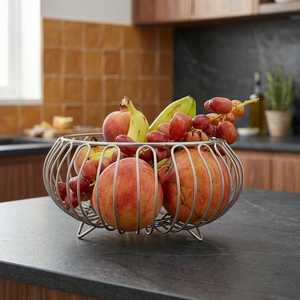 Panier à fruits rond, conteneur de rangement 40x40x25cm, support alimentaire durable pour la cuisine, design moderne, à un seul niveau - Product Image 3