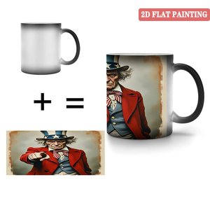 Mug en céramique noir givré 11 oz, tasse à changement de couleur activée par la chaleur, emballage minimal, vente en gros - Product Image 4