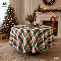 Nappe ronde HuaLai 120 pouces en polyester effet coton à motif tartan écossais pour les repas de Noël, sans plis, personnalisable