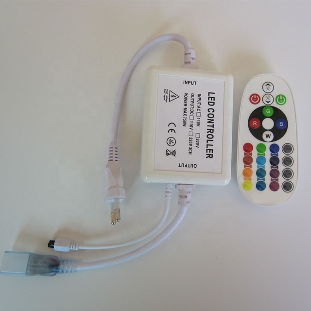 AC 110V 220V 24-Key IR Remote Control RGB LED Strip Light Dimmer Controller for RGB LED Strip Light