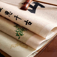 Nouveau tapis de bureau antidérapant en fibre synthétique pour calligraphie zen de style chinois, avec pinceau-plume et quatre trésors
