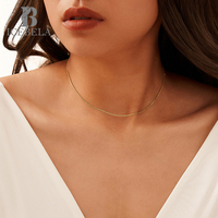 S925 argent 1.2mm Chopin chaîne collier plaine collier minimaliste bijoux platine câble chaîne collier ras du cou pour les femmes