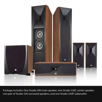 Ensemble de haut-parleurs stéréo JBN STUDIO 590 Home Theater 51 canaux avec basses profondes et son haute fidélité pour salon, télévision, audio (bois)