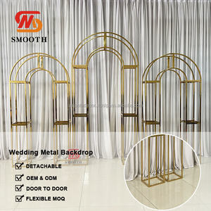 ฉากหลังงานแต่งงานทรงเรขาคณิตเรียบหรู ชุบทอง ทำจากสแตนเลสสตีล ดีไซน์กระจกเงา ขนาด 100x220 ซม./200 ซม. สำหรับตกแต่งงานแต่งงาน - Product Image 2