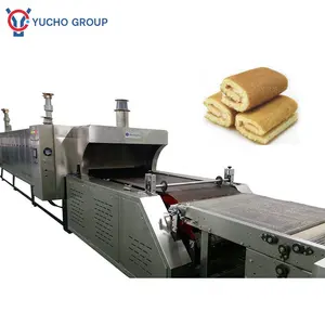 Full Automatic Swiss Roll Kue Membuat Mesin Produksi Line