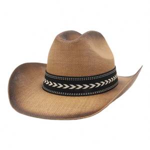 หมวกกันแดด N42 หมวกฟางกระดาษทรงคาวบอยปีกกว้างสำหรับทุกเพศ พร้อมสายหนังสำหรับงานปาร์ตี้ - Product Image 2