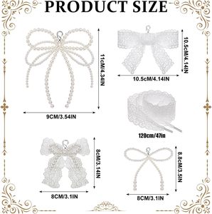 Pcs Pearls Lace Bow <b>Shoe</b> Charms For Sneakers <b>Decorations</b> Bowknot Buckle Pearl Beaded Chain Coquette Aesthetic DIY <b>Shoe</b> Lace Snea - Product Image 2