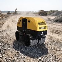 Rouleau de tranchée télécommandé sans fil, compacteur de tranchée breveté auto-développé avec doubles tambours en acier pour drainage et chauffage