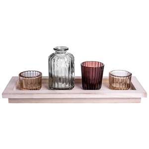 Sandra Rich Deko Set auf Holztablett 32,5x8,5cm 4teilig - Product Image 1