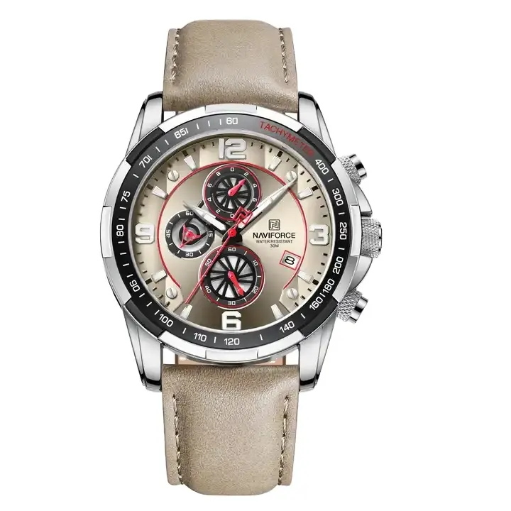 NAVIFORCE 8020, relojes de pulsera de cuero impermeables a la moda para hombre con relojes de cuarzo luminosos de alta calidad para hombre