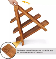 Houten landelijke stijl 3-laags rechthoekige multifunctionele serveerblad met afneembare cupcakehouder voor fruit, desserts, feestmaaltijden en tafeldecoratie