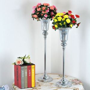 Tall Gold Silver Wedding <strong>Flower</strong> Stand Centerpiece Metal Trumpet <strong>Flower</strong> <strong>Vase</strong> for Party Table Decorations - Product Image 4
