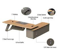 Bureau de direction de luxe à hauteur réglable avec rangement verrouillable – Poste de travail moderne haut de gamme pour manager