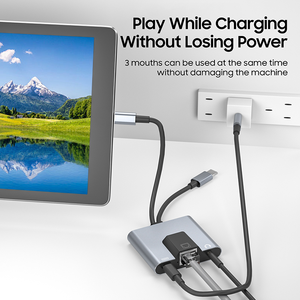 Xách tay 2 trong 1 máy tính xách tay Adapter USB C để 100Mbps RJ45, 3.5 mét âm thanh, sạc cổng trung tâm cho máy tính - Product Image 4