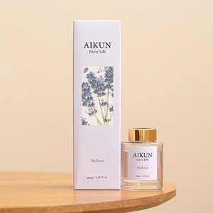 Aikun Low MOQ Fast 7 Day Ship 100ml Lilac Box Square Glass Bottle Sticker Any Scent Lasting Reed <b>Diffuser</b> Set for <b>Room</b> Seller - Product Image 1