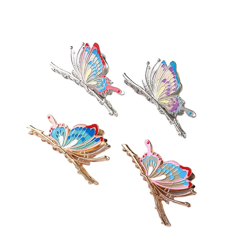 Romantic Colorful Metal Butterfly Hair Claw Clips Female Summer Hair Clip Back Head Kids Hair Products Accessories