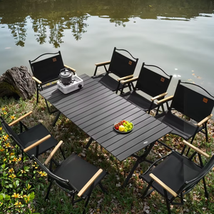 Mesa de Picnic Plegable Moderna para Exteriores, Equipo Portátil de Metal para Camping, Glamping y Aventuras, Mueble para Exteriores - Product Image 1