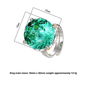 High Quality Jewelry Eco-friendly Copper 18*20MM Imitation Multiple Colors Gemstones <b>Adjustable</b> <b>Ring</b> for Premium Craftsmanship - Product Image 2