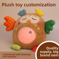 Veilleuse de projection apaisante pour bébé, jouet en peluche hibou, projecteur ciel étoilé, musique, aide au sommeil pour nourrissons, 28 cm, kaki, directement de l'usine