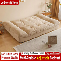 Sofá Cama Convertible 2 en 1 con Tapicería de Tela Tecnológica Acolchada, Respaldo Plegable, Diseño que Ahorra Espacio, Color Crema para Sala de Estar
