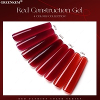 Gel de construction pour ongles 4 couleurs rouge Saint-Valentin, sans TPO ni HEMA, sûr et facile à utiliser, vernis à ongles UV professionnel, gel de construction.