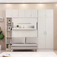 Canapé-lit escamotable vertical en bois massif, étagère design peu encombrante pour petite chambre à coucher Installation facile Meubles de maison
