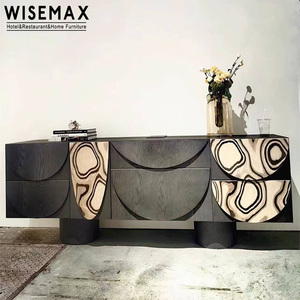 WISEMAX FURNITURE Italian Minimalist Living Room Furniture Solid Wood Storage Cabinet Creative Black <strong>Kitchen</strong> <strong>Sideboard</strong> <strong>for</strong> Hotel - Product Image 4